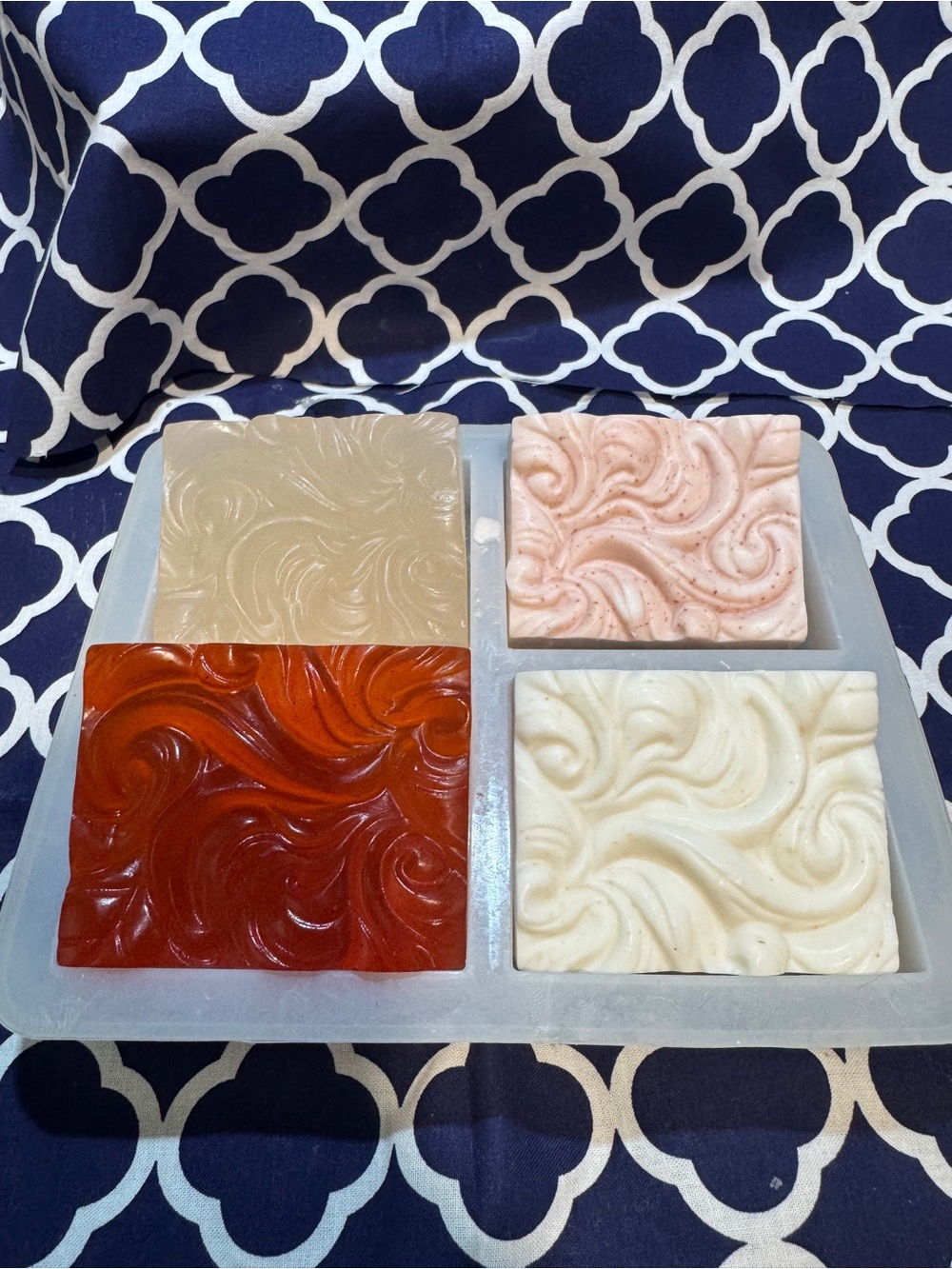 Artisan Swirl Soap Quartet - Red, Cream, Beige, Pale Pink